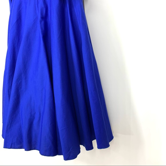 Bailey Blue Cobalt Belted Sleeveless A-Line Dress With Ruffle Bust Tule Underlay - Picture 6 of 16